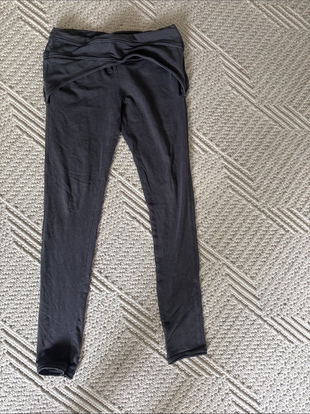 prAna Foldover Crossover Yoga Leggings Charcoal Gray Size M Lounge Athleisure